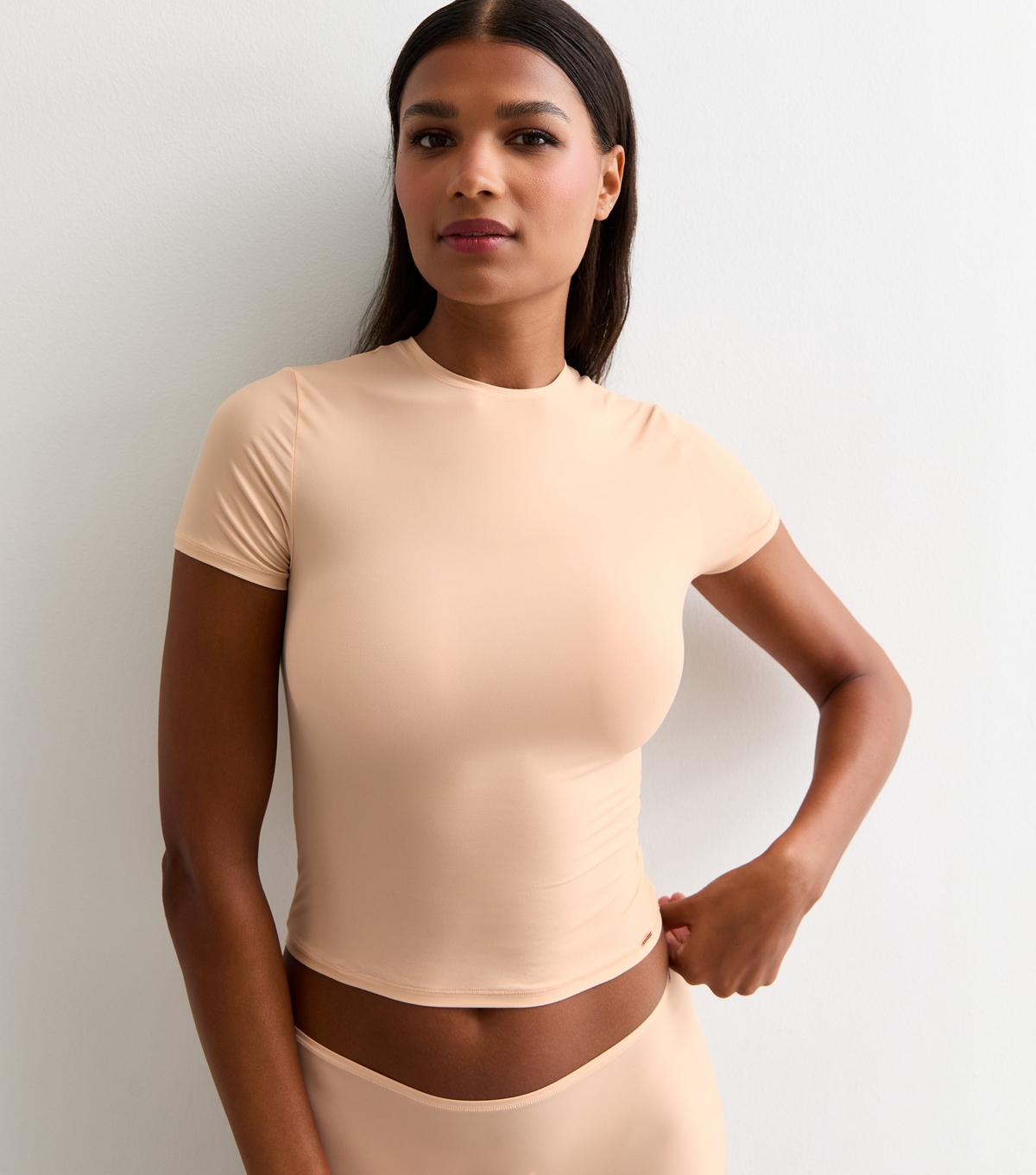 Women's Cream Smooth Microfibre T-Shirt Dorina New Look