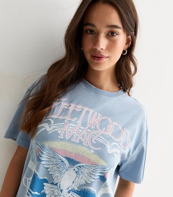 Blue Fleetwood Mac Oversized Cotton T-Shirt New Look