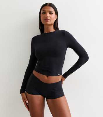 Dorina Black Smooth Microfibre Long Sleeve Top