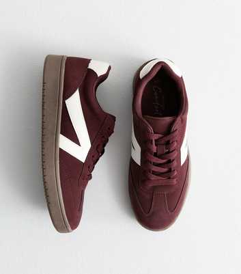 Burgundy Brushed Faux Leather Chunky Sole Trainers