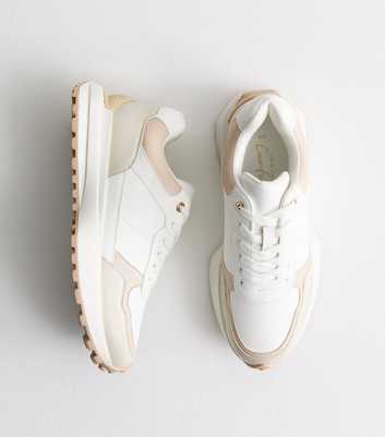 White Leather-Look Chunky Trainers