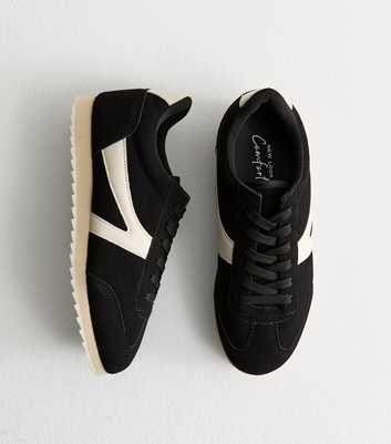 Black Lace Up Faux Suede Trainers