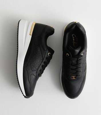 Black Logo Sports Wedge Trainers