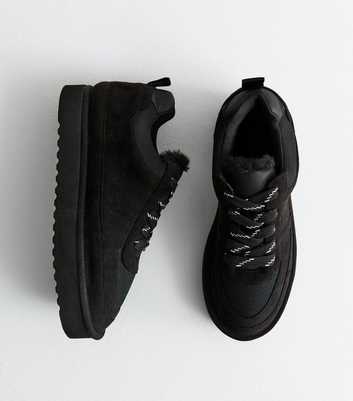 Black Faux Fur Lined Trainers