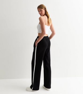 Tall Black Side Stripe Wide Leg Joggers New Look