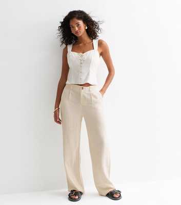 ONLY Off White Pleated Trousers