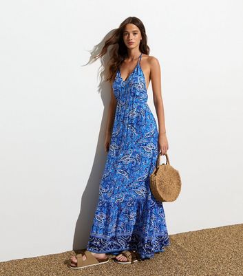 Blue paisley maxi dress shop