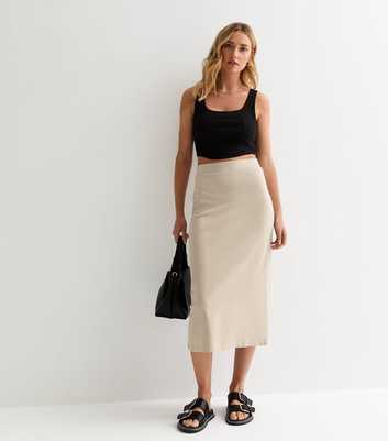 ONLY Stone Jersey-Cotton Midi Skirt 