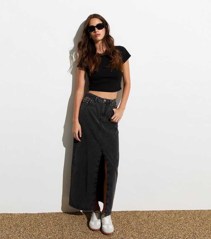 Clothing New Look Denim Skirt 915 Blue Flared Denim Midi Skirt