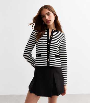 Black Soft Touch Striped Cardigan