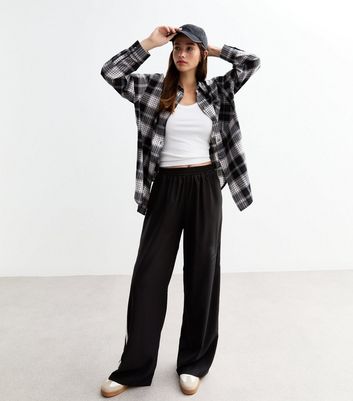 Women Black Check Oversized Shirt