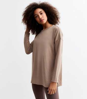 Brown Soft Touch Long Oversized Top