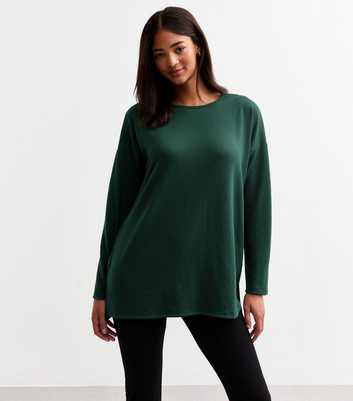 Dark Green Soft Touch Long Relaxed Top