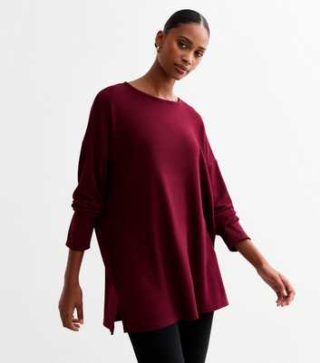 Burgundy Soft Touch Long Relaxed Top