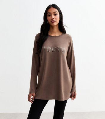 Brown Soft Touch Tokyo Long Sleeved Top New Look