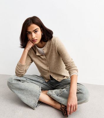 Mink Soft Touch Crew Neck Cardigan New Look