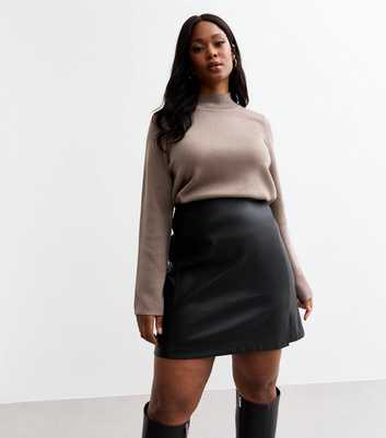 Curves Black Faux Leather Mini Skirt