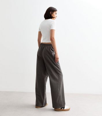 Grey Elasticated Wide Leg Trousers New Look