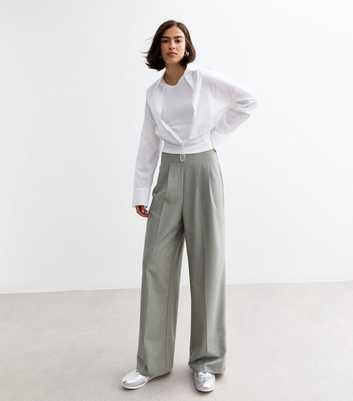 Grey Elasticated Wide Leg Trousers