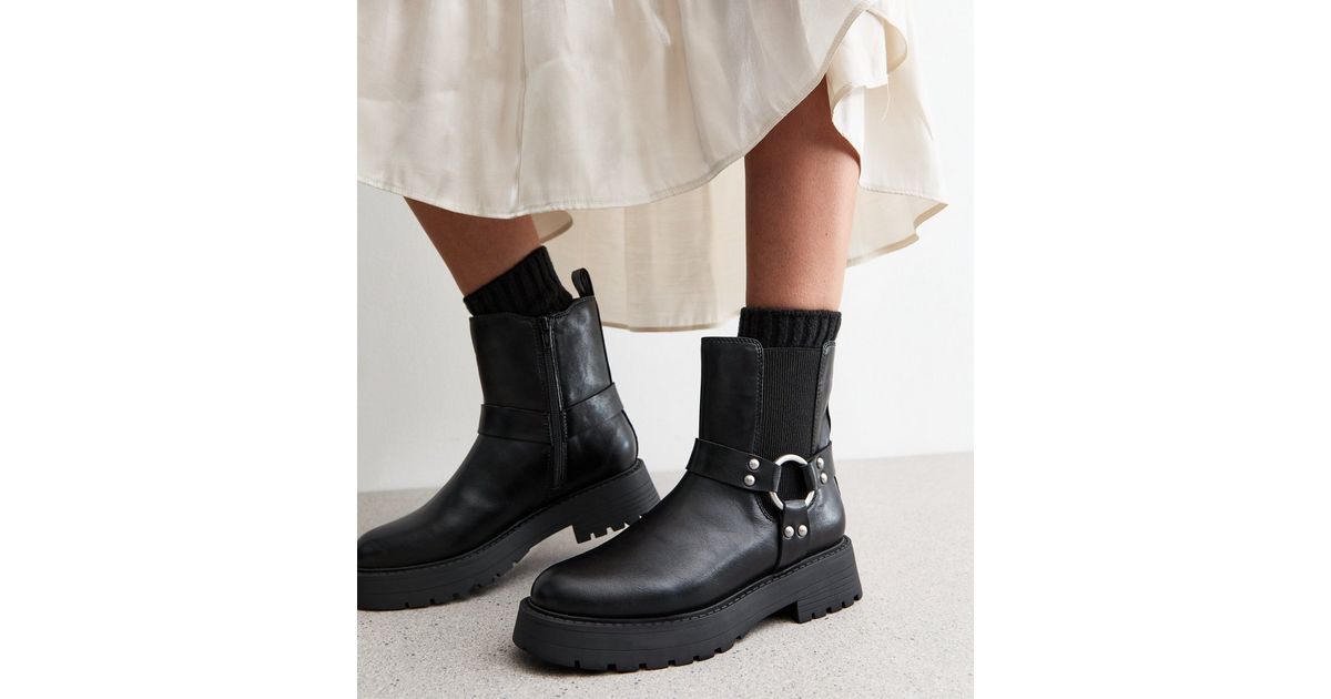 Chunky Boots Wide Fit Womens Biker Boots Uk Wide Fit Black