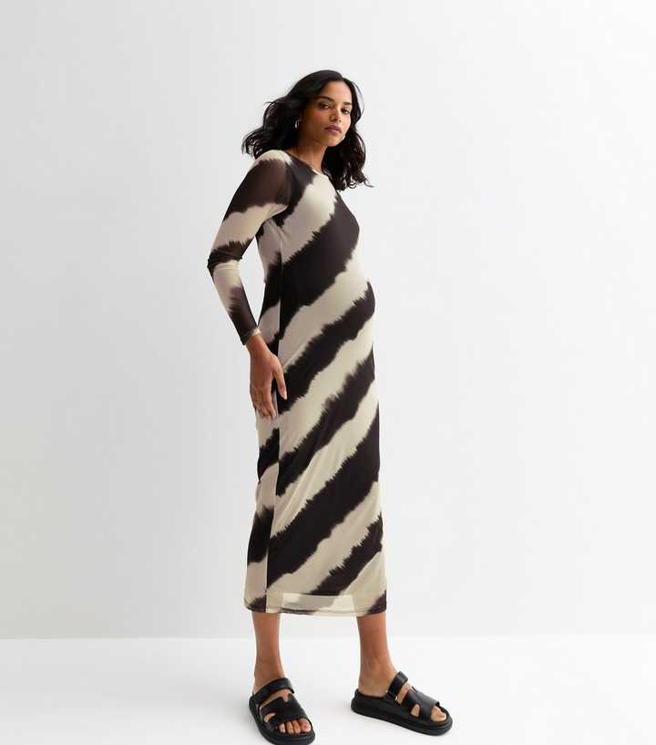 Maternity Black Striped Midi Dress | New Look
