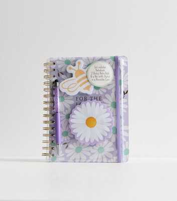 Purple Floral Notebook and Sticky Note Set