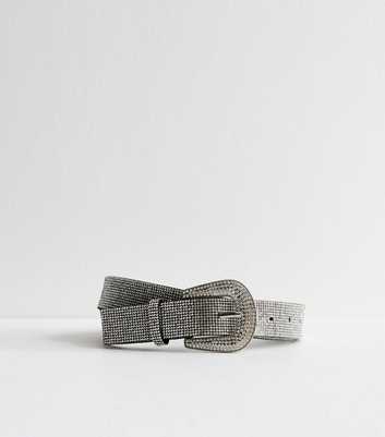 Silver Diamanté Embellished Belt