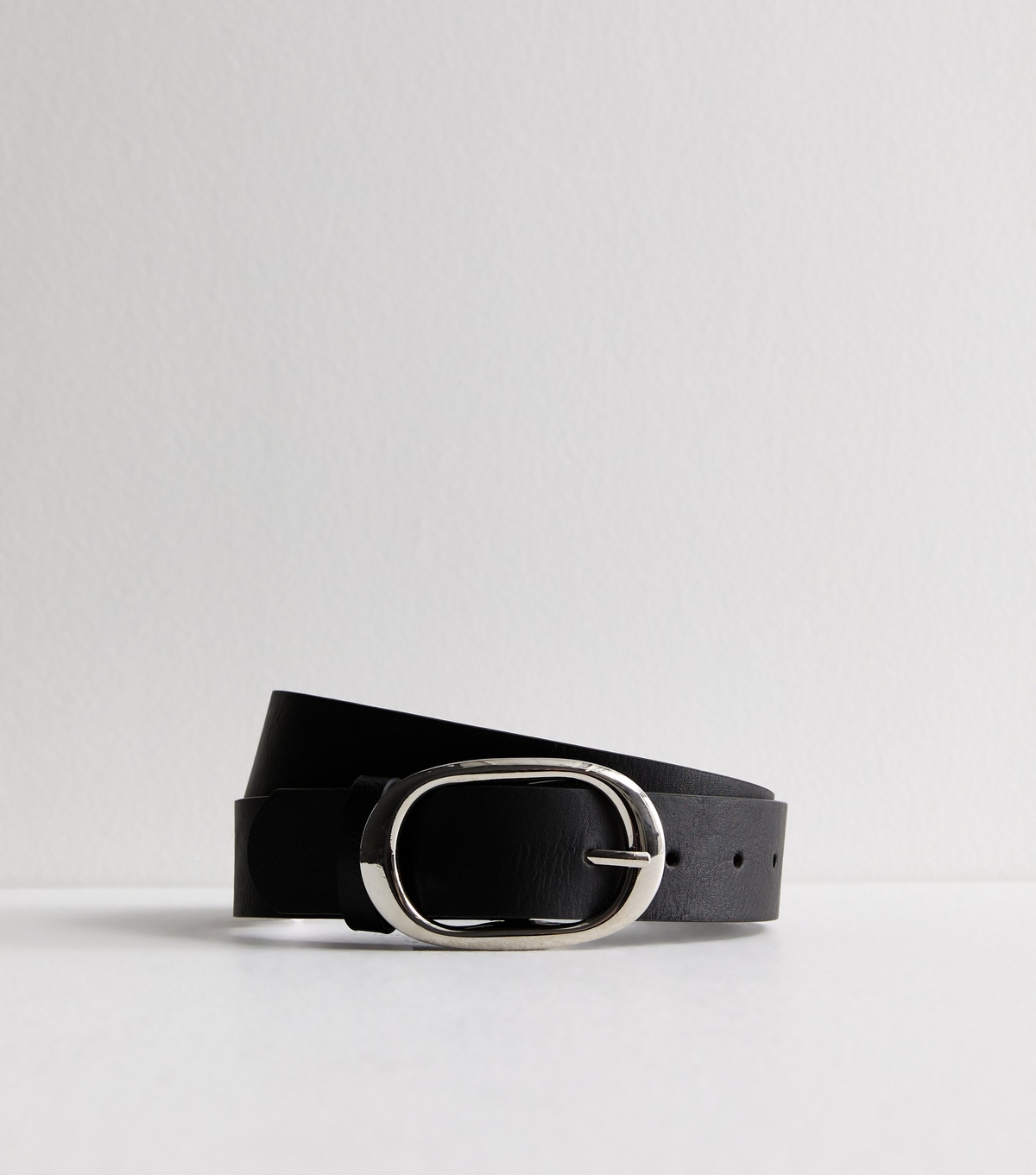 Black Leather-Look Buckled Belt New Look