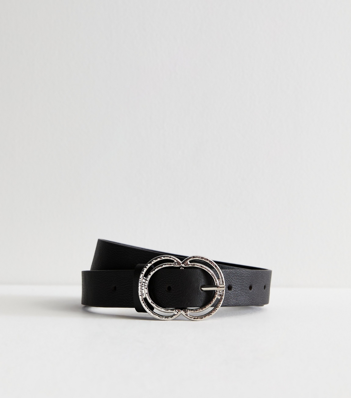 Black Leather-Look Double Buckle Belt New Look