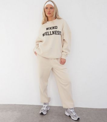 WKNDGIRL Stone Wellness Logo Oversized Sweatshirt New Look