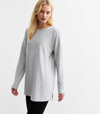 Tall Grey Soft Touch Long Oversized Top