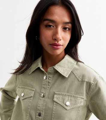 Petite Khaki Denim Shirt