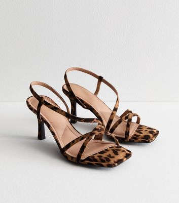 Wide Fit Brown Leopard Print Strappy Sandals New Look