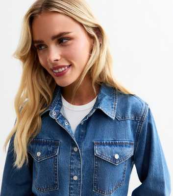 Petite Blue Western Denim Shirt 