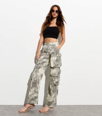 Cameo Rose Grey Wide-Leg Cargo Trousers New Look