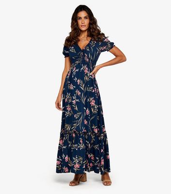 Apricot Navy Floral Print Maxi Dress New Look