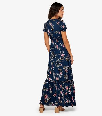 Apricot Navy Floral Print Maxi Dress New Look