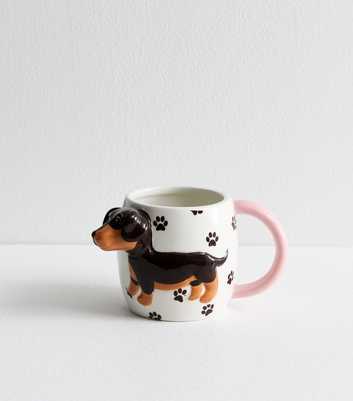 White 3D Sausage Dog Mug