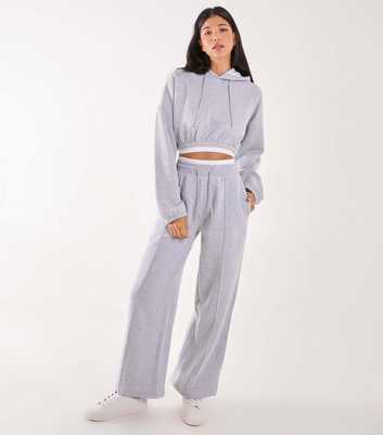 Pink Vanilla Grey Contrast Waist Wide Leg Joggers