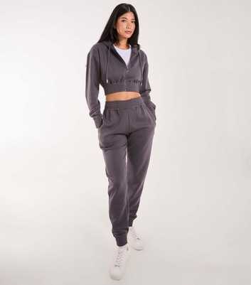 Pink Vanilla Dark Grey Waist Detail Cuffed Joggers