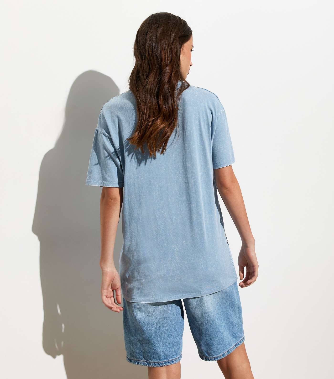 Blue NYC Print Oversized Cotton T-Shirt Image 4