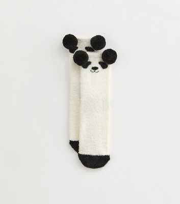 Off White Panda Pom Pom Cosy Socks