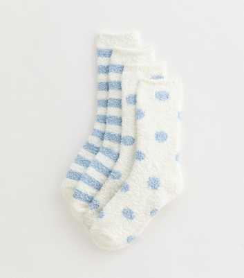 Pack of 2 Blue Stripes and Spots Cosy Socks 