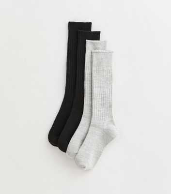 Pack of 2 Multicoloured Ribbed Lounge Socks