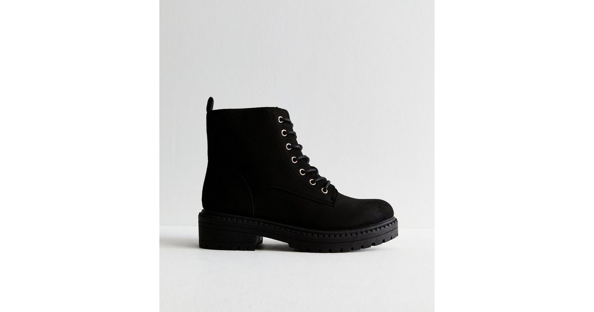 suedette lace up boots