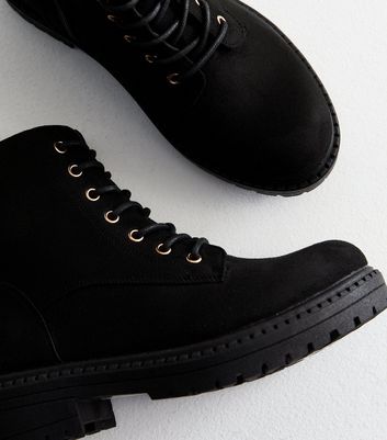 Black Suedette Lace Up Ankle Boots New Look Vegan