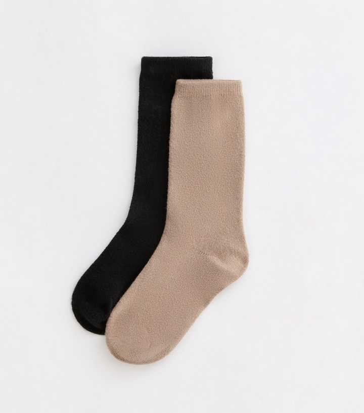 2 Pack Black Cosy Socks | New Look