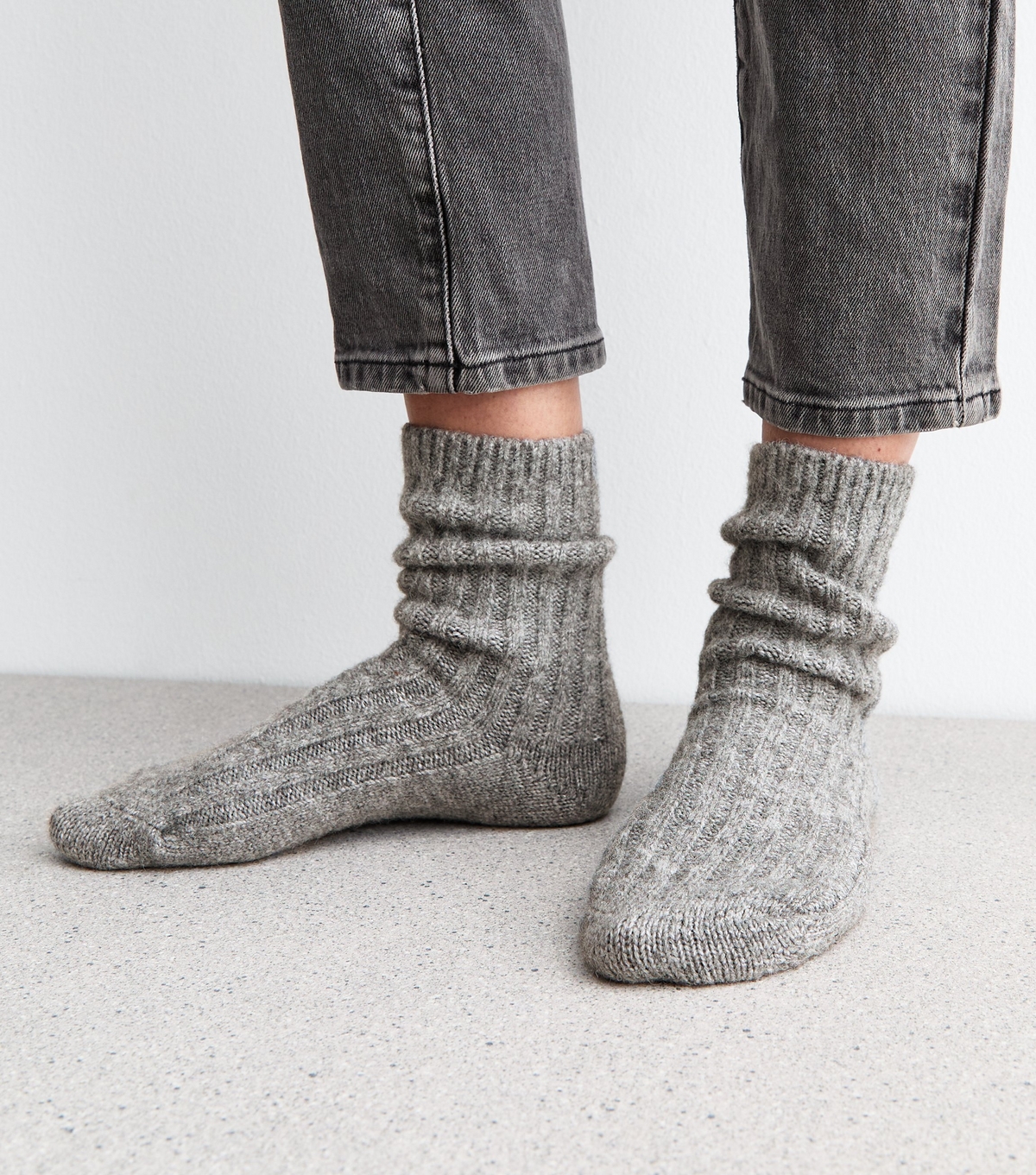 Grey Chunky Rib Lounge Socks New Look