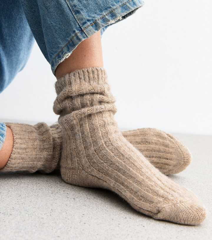 Cream Chunky Rib Lounge Socks