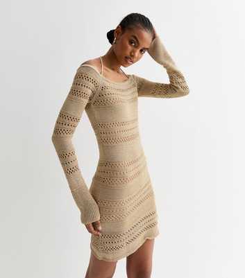 Tall Gold Crochet Open Back Mini Dress